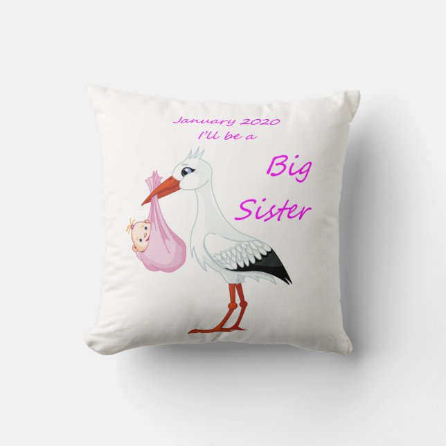Almofada Big Sister Travesseiro decorativo Baby Stork Janei (Frente)