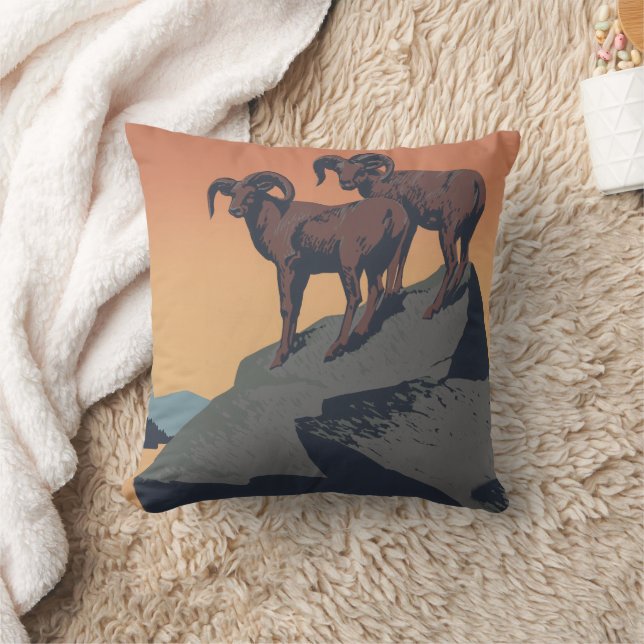 Almofada Bighorn Sheep American West Willife (Cobertor)