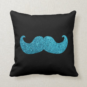 Almofada Bigode azul de Bling (gráfico do brilho do falso)