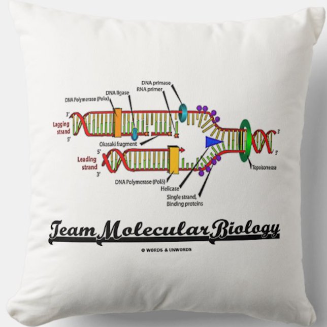 Almofada Biologia molecular da equipe (réplica do ADN) (Team Molecular Biology throw pillow featuring DNA replication for any molecular biologist)