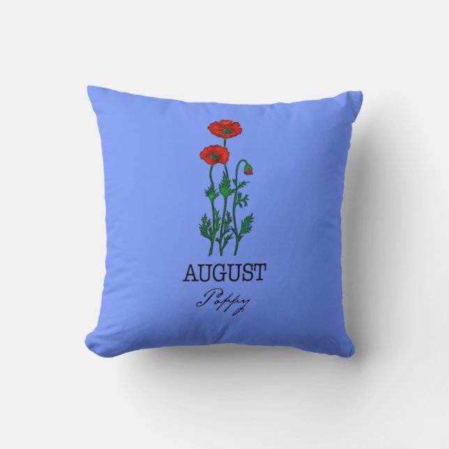 Almofada Birth Month Flower August Poppy (Frente)