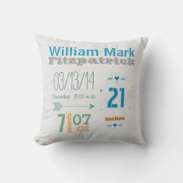 Almofada Birth Record Boys Nursery Birth Stats