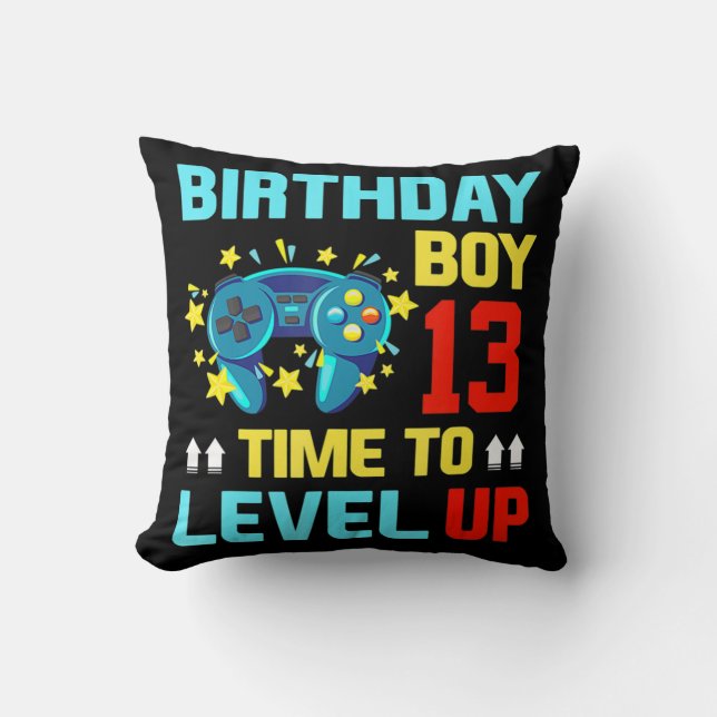 Almofada Birthday Boy 13  13 Year Old Video Games Gift Kids (Frente)