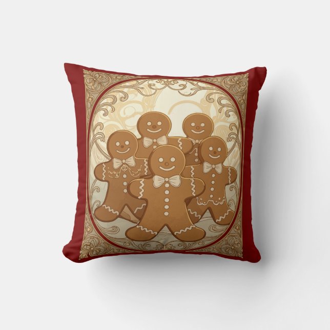Almofada Biscoitos de Gengibre Natal Art Nouveau  (Frente)