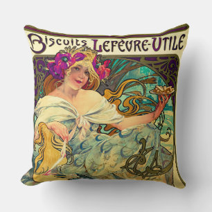Almofada Biscoitos Lefevre-Utile por Alphonse Mucha (1896)