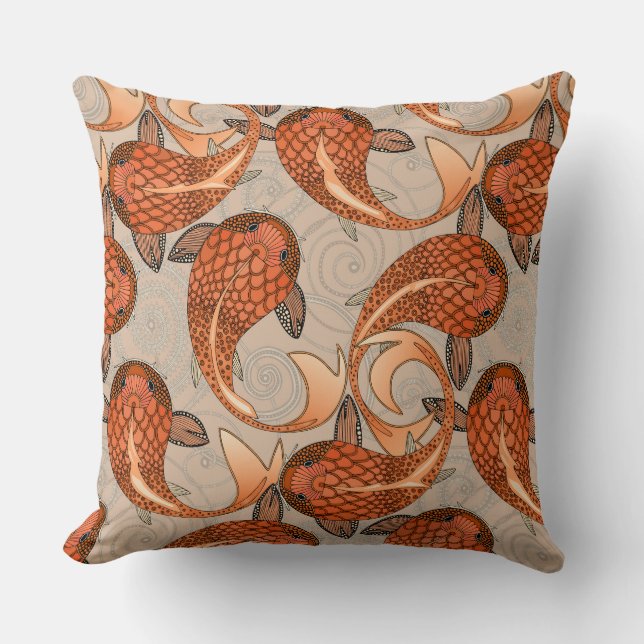 Almofada bisque de peixe paisley (Frente)