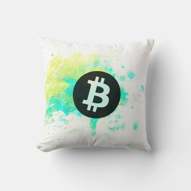 Almofada Bitcoin Aquarela (Estilo 7 - Pilha de Sats) (Frente)