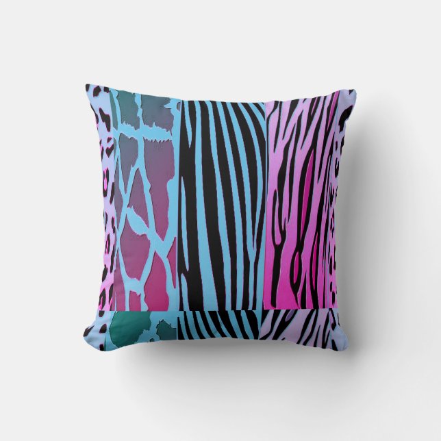 Almofada Black And Blue Animal Printed Zebra Stripe Pillow (Frente)