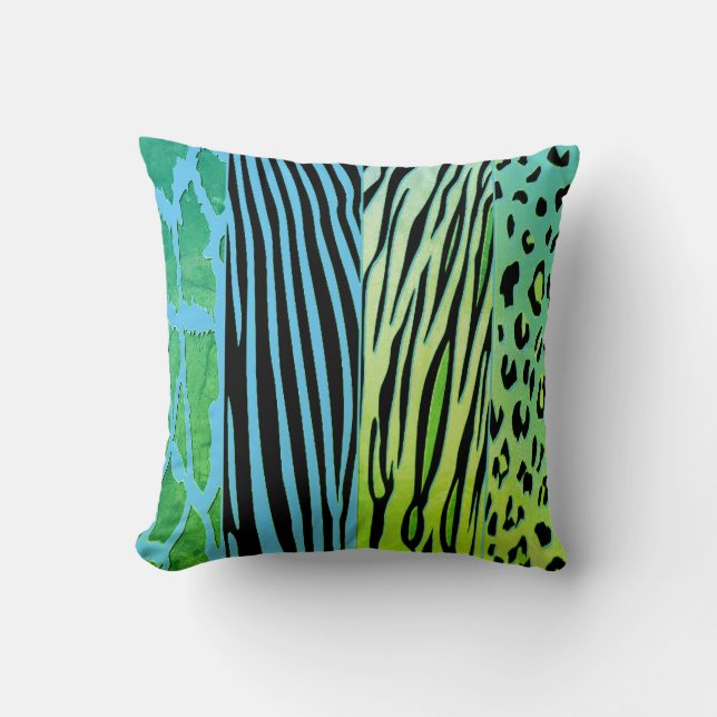 Almofada Black And Blue Animal Printed Zebra Stripe Pillow (Frente)