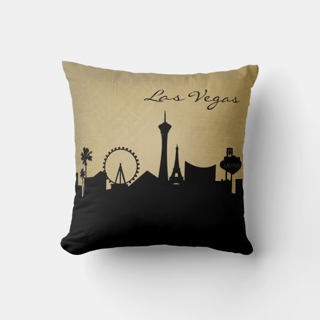 Almofada Black and Grunge Las Vegas Skyline (Frente)