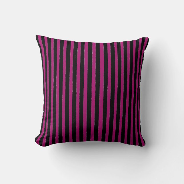 Almofada Black and Shocking Pink Stripes Pattern (Frente)