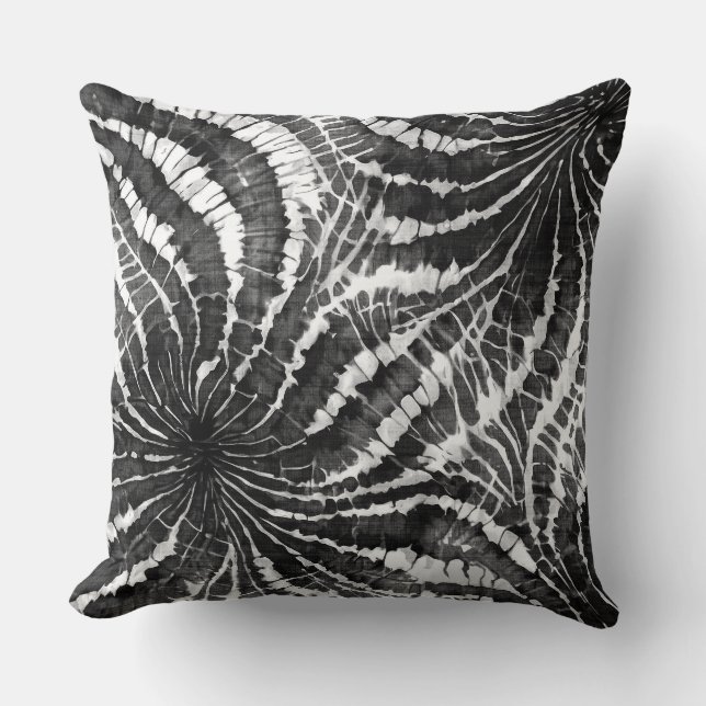 Almofada black and white abstract tie dye pattern (Frente)
