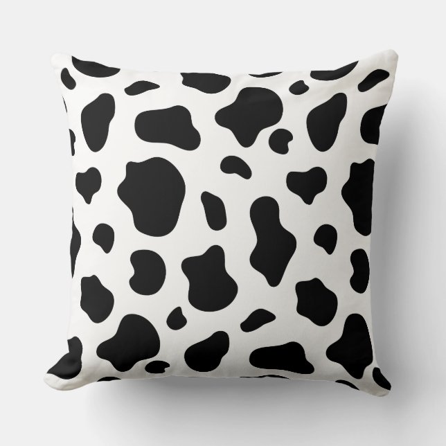 Almofada Black and White Cow Print Pillow Decorative Farmho (Frente)