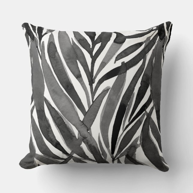 Almofada black and white watercolor leaves pattern (Frente)