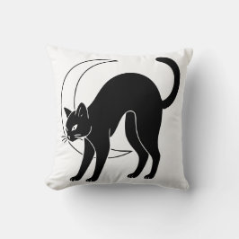 Almofada Black Cat and Crescent Moon Line Art