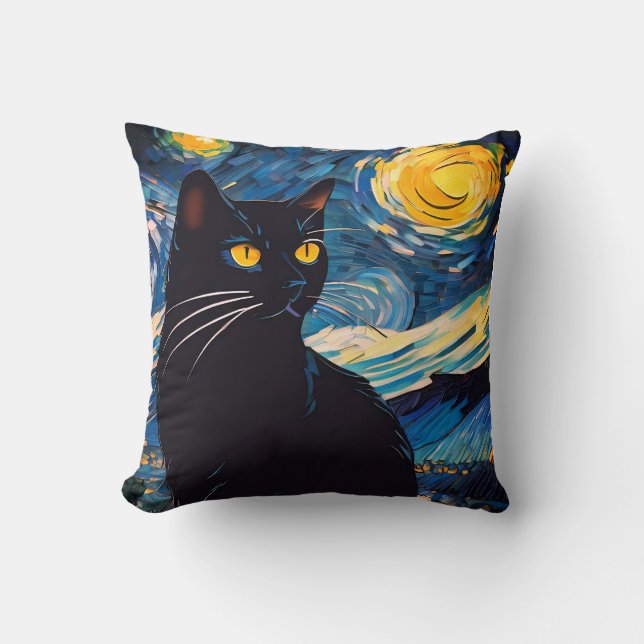 Almofada Black Cat Fantasy Throw Pillow (Frente)