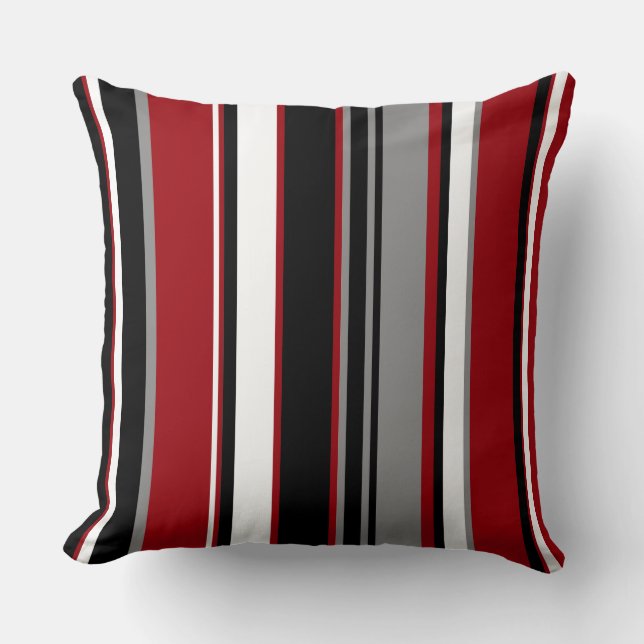 Almofada Black, Cinza Red e White Stripes (Frente)