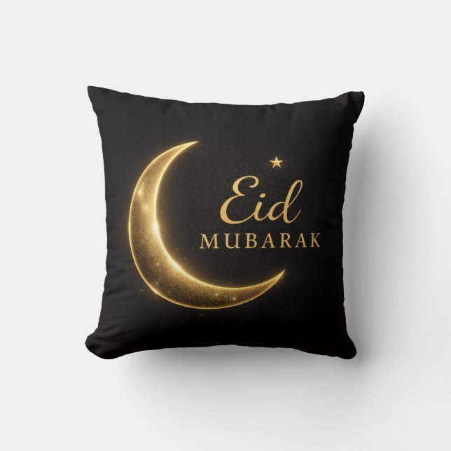 Almofada Black & Gold Eid Mubarak Decorative Pillow – Ramad (Frente)