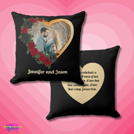 Almofada Black & Gold Roses, Gold Heart Photo Frame