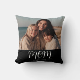 Almofada Black Graceful Script Mom Established Photo