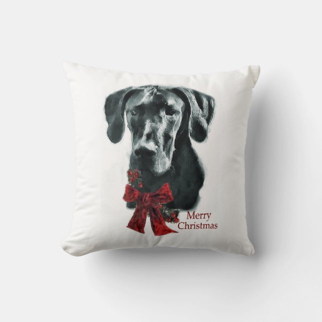 Almofada Black Great Dane Christmas (Frente)
