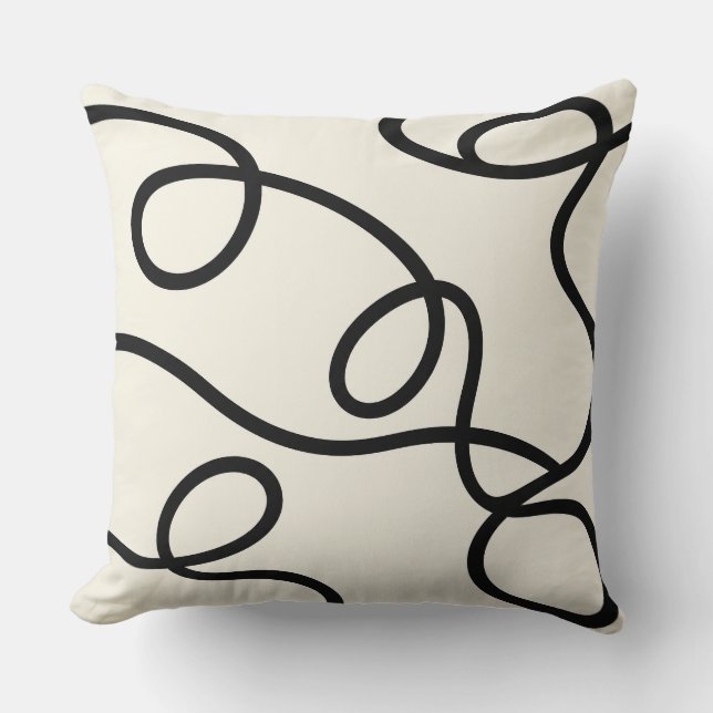 Almofada Black Ivory Loop Line Abstract (Frente)