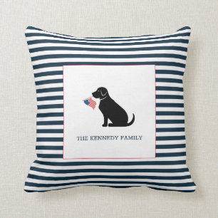 Almofada Black Lab American Flag Personated Family Name
