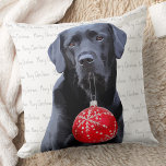 Almofada Black Lab Feliz Natal - Cachorro Labrador Bonito<br><div class="desc">Decorre sua casa nesta temporada de festas com este adorável travesseiro de Natal Black Labrador Feliz e decor correspondente. Este travesseiro de natal labrador negro será um favorito entre os amantes do labrador. Visite nossa coleção para combinar cartões de natal em laboratório preto, decoração doméstica e presentes. COPYRIGHT © 2020...</div>