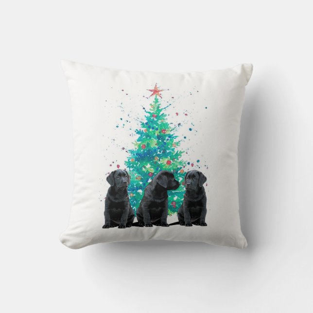 Almofada Black Labrador Christmas Puppy (Frente)