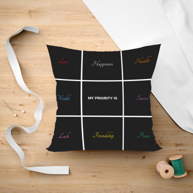 Almofada Black Modern Minha Prioridade É (Criador carregado)