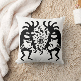 Almofada Black N White Southwest Tribal Sun Aztec Kokopelli