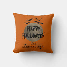 Almofada Black Orange Spookie Typografia Happy Halloween