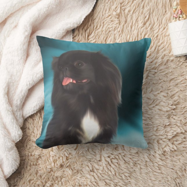 Almofada Black Pekingese Dog Art (Cobertor)