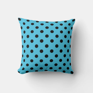 Almofada Black Polka Dots on Aqua Blue Throw Pillow