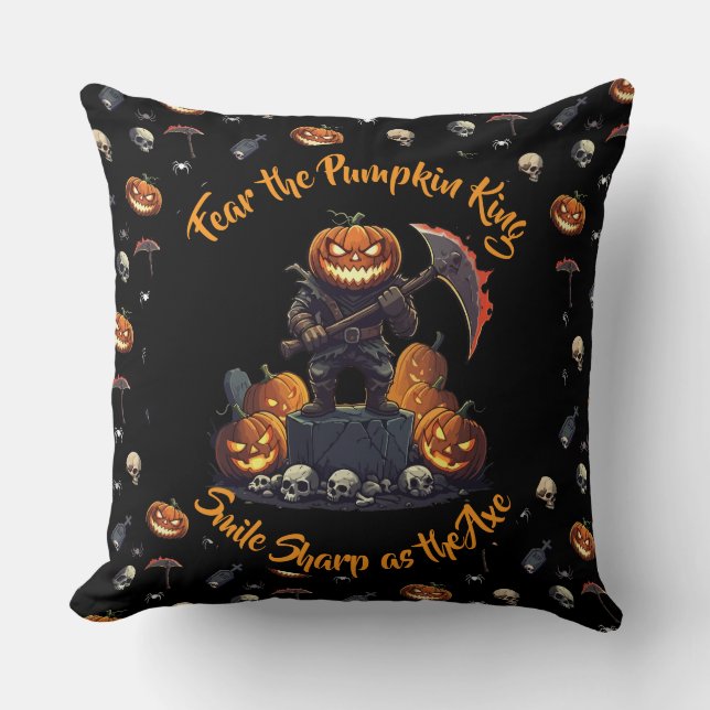 Almofada 🖤 Black Pumpkin King Travesseiro decorativo 🎃 (Frente)