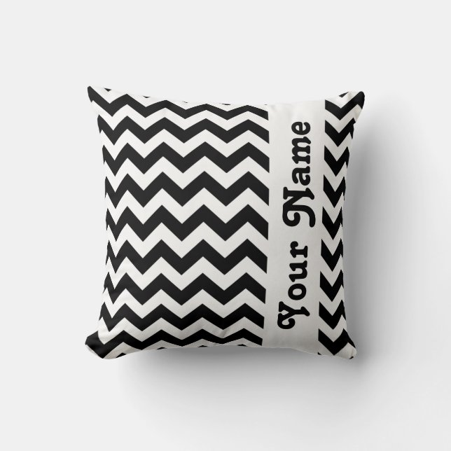 Almofada Black Safari Chevron com texto personalizado (Frente)