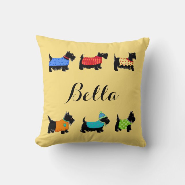 Almofada Black Scottie Dogs Name Personalized Decorative (Frente)