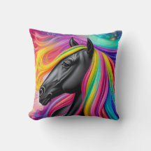 Black Stallion Colorful Mane