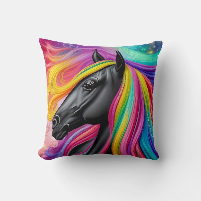Almofada Black Stallion Colorful Mane (Frente)