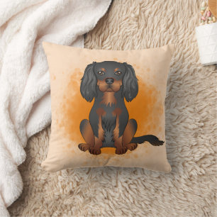 Almofada Black & Tan Cavalier King Charles Dog Em Laranja