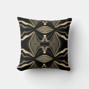 Almofada Black Taupe Beige Mediterranean Art Floral Mosaico