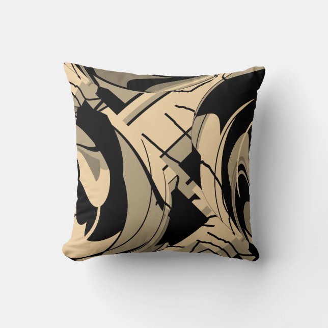 Almofada Black Taupe Brown Swirling Lush Deixa Motif (Frente)