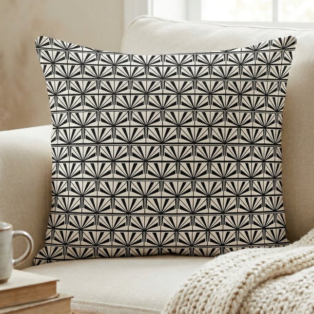 Almofada Black White Art Deco Geometric Pattern (Criador carregado)