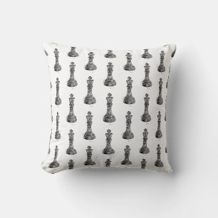 Almofada Black & White Chess Figures Linocut King