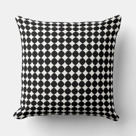 Almofada Black & White Diamond Checker Pattern Throw Pillow