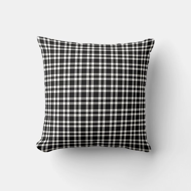 Almofada Black White Plaid Pattern (Frente)