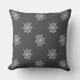 Almofada Black with White Cobweb Halloween Throw Pillow