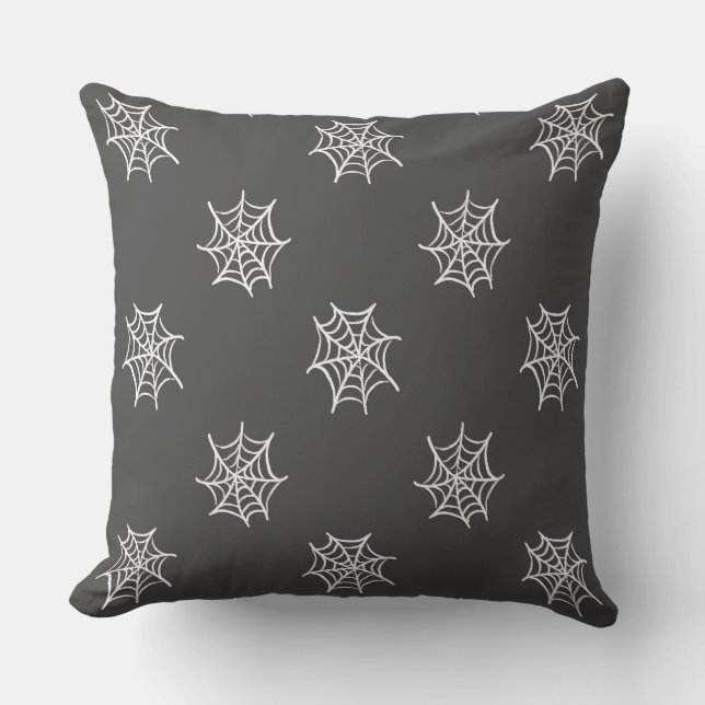 Almofada Black with White Cobweb Halloween Throw Pillow (Frente)