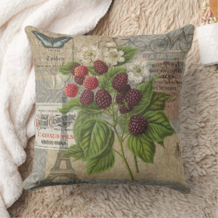 Almofada Blackberry Floral Garden Fllower Butfly Art