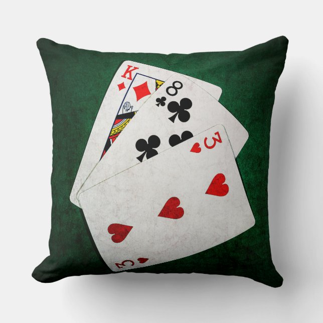 Almofada Blackjack 21 pontos - King, Oito, Três (Frente)